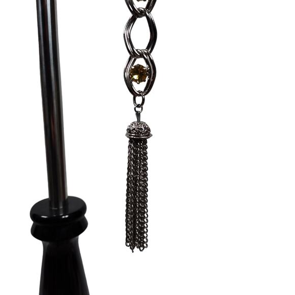 Vintage 80s 90s Chain Link Waist Belt Silver Rhinestone Free Size Plus - Picture 6 of 9